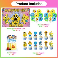Mikecrack Party Supplies Party Decor Set Plates Balloons Cake Toppers Banner