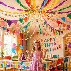 Rainbow Party Decoration Kit with 656ft Crepe , 600 Sheets Chain Strips, 13ft…