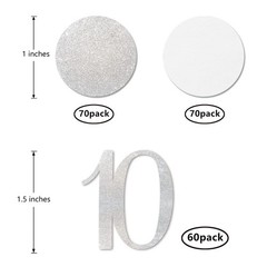 200 PCS Silver Glitter 10 Confetti 10th Birthday Number Table Party Decoration