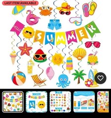 Summer Party Decorations – 61 Pcs Beach Pool Party Decorations Hello Summer Bann