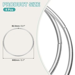 4 Pcs Metal Hoops for Crafts, 3.1 Inch Dream Catcher Rings, Silver
