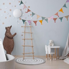 Fabric Bunting Banner, 2 Pack Handmade Neutral String Banner with Felt Each 8…