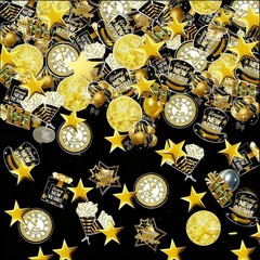 New Years Eve Party Decorations 2026 Black Gold Glitter Table Confetti 200 PCS