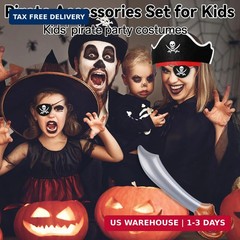 ZeeDix 48 Pcs Pirate Accessories for Kids, Include 16 Pirates Hats, 16 Eye Patch