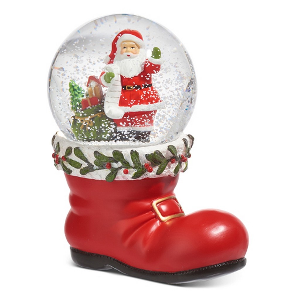 Raz Christmas Traditions 6.5 inch Santa Water Globe in Santa’s Boot
