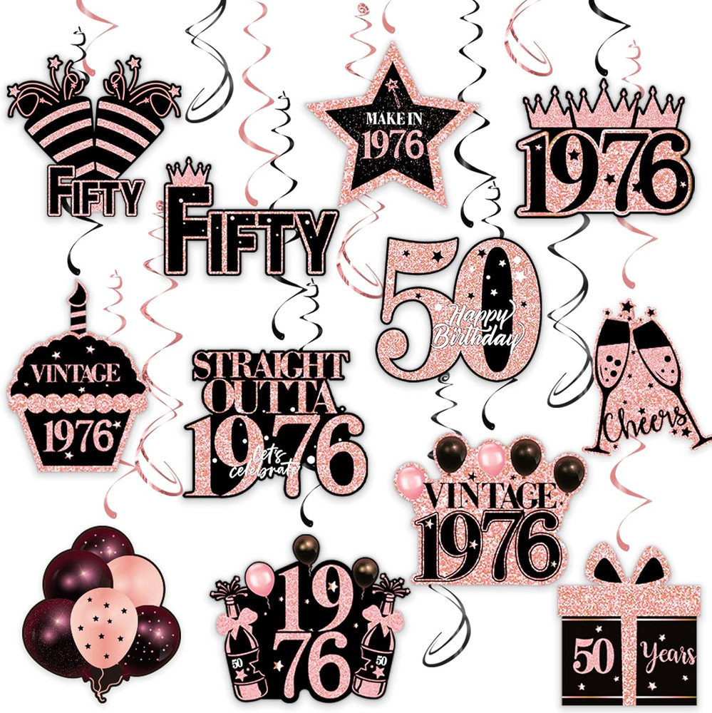 50th Birthday Decorations Hanging Swirls – 30Pcs Happy 50th Birthday Decor for W