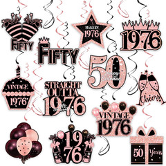 50th Birthday Decorations Hanging Swirls – 30Pcs Happy 50th Birthday Decor for W