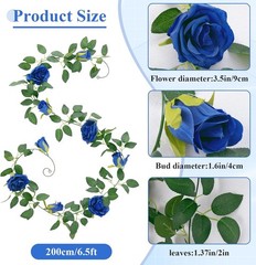 5 Pack Artificial Royal Blue Rose Vines Floral Garlands Total 32.5 Ft Fake Vine