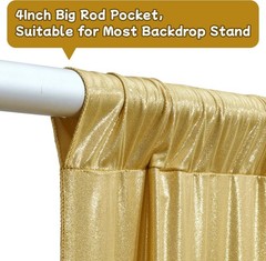 10ftx10ft Thick Gold Glitter Backdrop Curtain Panels for Parties, Wrinkle Sequin