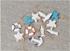 Decorative Fishing Nautical Theme Net + 10 Piece Marine Decorations