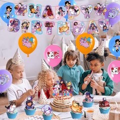 Aphmau Plushies Cat Theme Birthday Party Supplies Set Banner Balloon Cake Topper