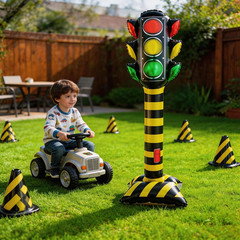 2 Pcs Traffic Light Balloons, 59 Inch Standing Red Yellow Green Stop Sign Foil B