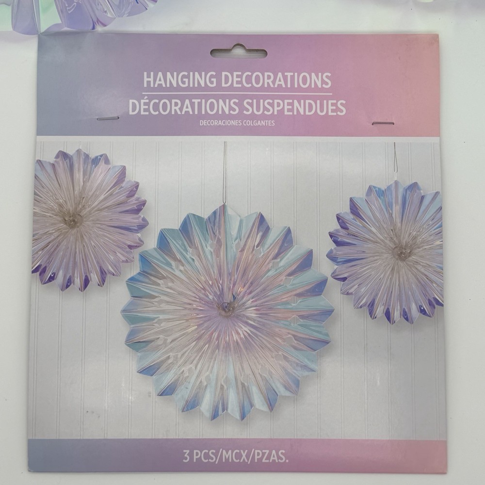 «Iridescent Hanging Party Decorations 3 PCS Paper Fans for Wedding Baby Shower»