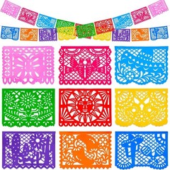 1 Pack 18 Ft Mexican Party Banner Cinco De Mayo Decoration, Plastic Papel Pic…