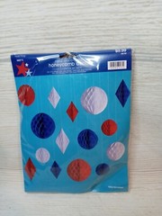 New 15 Honeycomb Hanging Party Decorations July 4th USA American Flag Patriotic