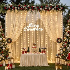 Champagne Tulle Backdrop Curtain with Lights String for Parites Wedding 5x8ft