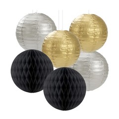 14 PCS Black Gold Silver 2025 Graduation Party Decorations Paper Fans