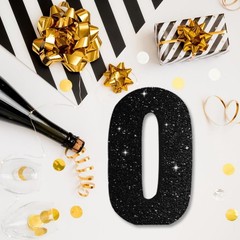 TONIFUL Glitter Black Number 0 Party Decor