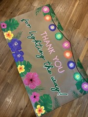 Handpainted Teacher Appreciation Banner Thai Hawaiian Inspired Tropical Floral