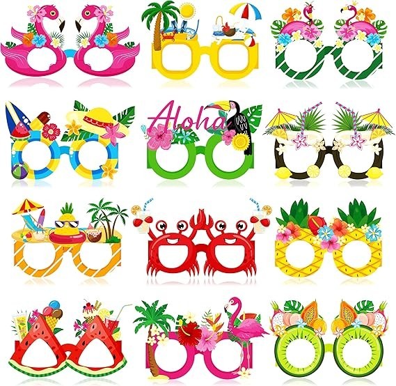 Moon Boat 60Pcs Hawaiian Luau Paper Glasses for Adults Bulk, Summer Beach Party
