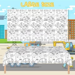 1 Pack Construction Coloring Table Cloth for Kids – Giant Construction Theme Col