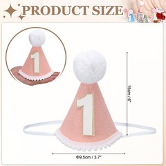 One Mini Birthday Party Hat 15cm/ 6″ Tall 1 Year Cone Hat Pink