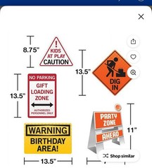 Big Dig Construction Tabletop Easel and Wall Sign Birthday Decor 5 Ct New