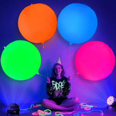 Mega-L Glow in the Dark Party Supplies,4 Pcs 32 Inch round Neon Balloons for Glo