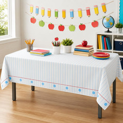 3 Pack Back to School Tablecloth, First Day of School Decorations, Notebook Pape