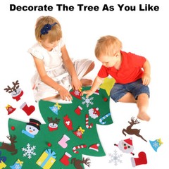 4FT DIY Felt Christmas Tree Set 36pcs Ornaments 5M 50LED String Light Xmas Decor