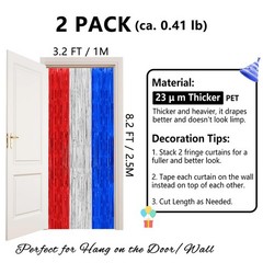 Red White and Blue Decorations Streamers, Thicken 2 Pack 3.2 X 8.2 FT Foil Fr…