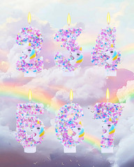 Unicorn Themed Birthday Candles,Number 5 Cartoon Birthday Party Supplies,Birthda