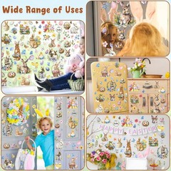 9 Sheets Easter Window Clings, 87 PCS 7.87×11.81 inches, Multicolored