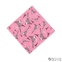 DAY PARTY IN PARIS BEVERAGE NAPKINS PERFECTLY PINK & BLACK EIFFEL TOWER 16 3PLY