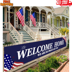 Welcome Home Banner White and Blue Homecoming Backdrop – We Are So Proud of You
