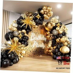 Black and Gold 117 PCS, Gold and Black Party Balloon Arch Kit Black Gold