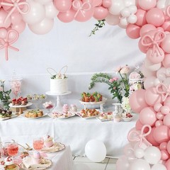 Coquette Birthday Decorations 145 Pcs Pink and White Balloon Garland Arch Kit…