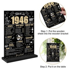 Black Gold 80th Birthday Decorations Back 5.9 x 8.3 inches,