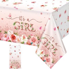1 Pack Floral Baby Shower Tablecloth Decorations, It’s a Girl Baby Shower