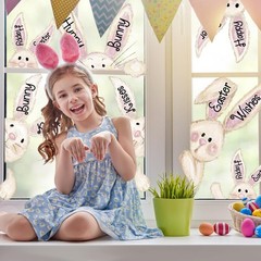 6 Sheets Easter Bunny Window Clings Happy Easter Window Stickers Easter Window..