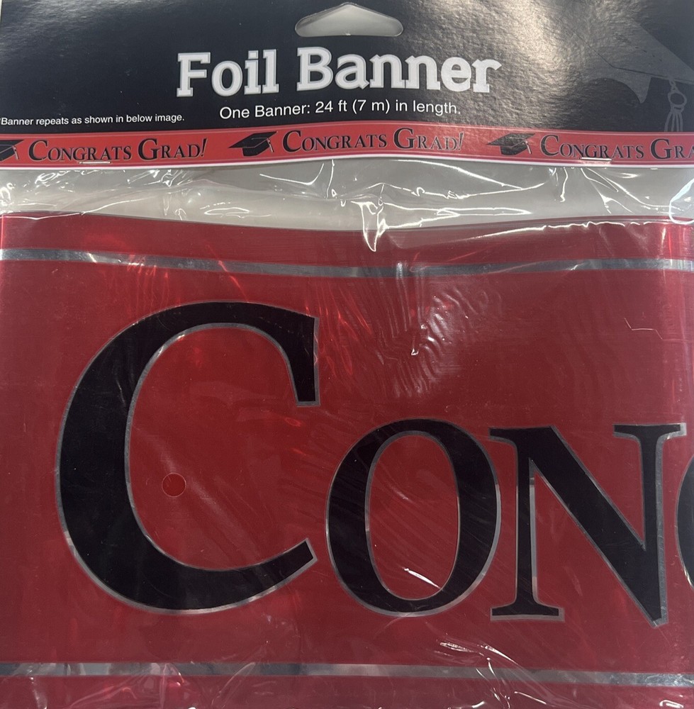 Congrats Grad Red 24in Foil Banner