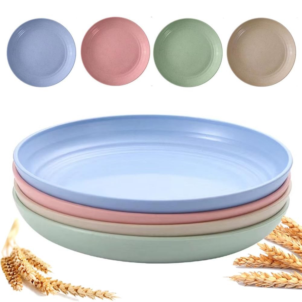 9 Inch Unbreakable Wheat Straw Plates – Reusable Plate Set – Plate-9in, Pink