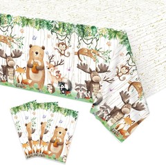 LXlucktim Woodland Plastic Tablecloth for Birthday Baby Shower Decorations – 3 P