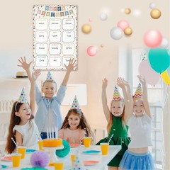 Boho Happy Birthday Chart for Classroom Confetti Reusable Birthday Poster Calend