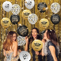 75 Pack Elegant Black & Gold Graduation Balloons Set – 12 Inch Celebration Decor