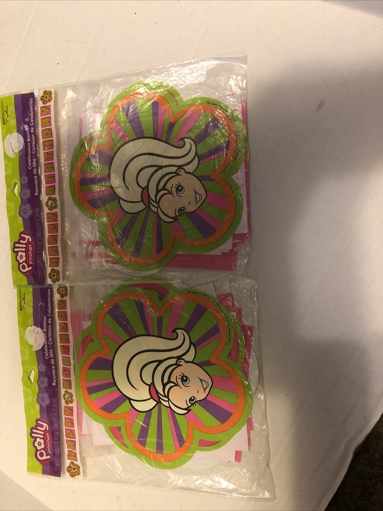 poly pocket vinyl happy birthday banners Lot Of 2 Celebration Banner 7.75 Ft