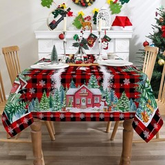 Christmas Tablecloth 60×84 Inches for Rectangle Tables – Red Buffalo Plaid Ch…