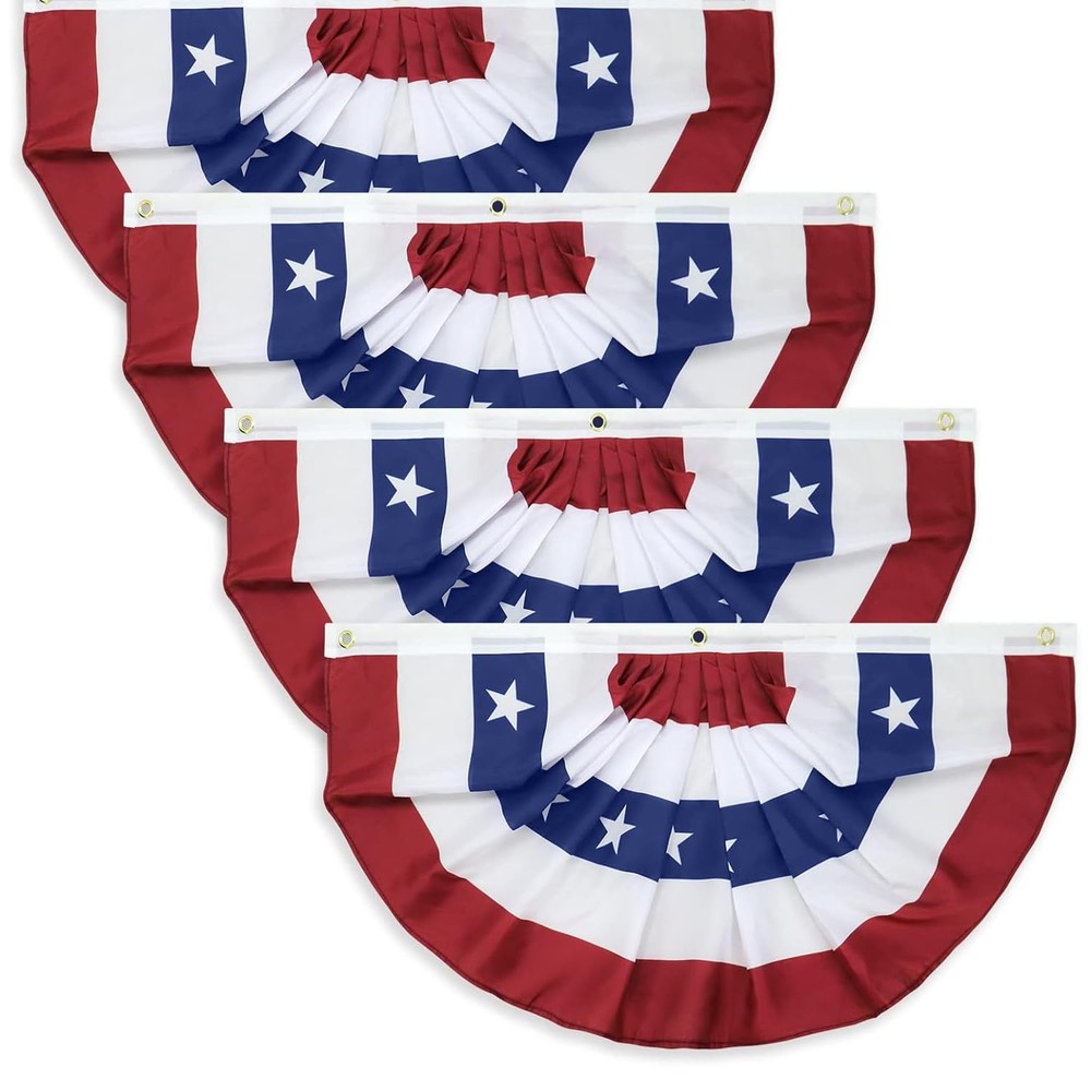 4 Pack 3×6 Feet 250th Anniversary Large American Flags Patriotic Bunting Star…