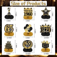 65th Birthday Decorations for Men – 9PCS Vintage 65th Birthday Honeycomb Cent…