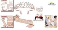 90th Birthday Celebration Essentials with Rose Gold Crown and Numeral Candles
